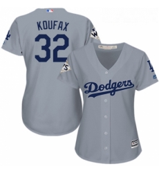 Womens Majestic Los Angeles Dodgers 32 Sandy Koufax Replica Grey Road 2017 World Series Bound Cool Base MLB Jersey Womens Majestic Los Angeles Dodgers 32 Sandy Koufax Replica Grey Road 2017 World Series Bound Cool Base MLB Jersey