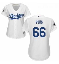 Womens Majestic Los Angeles Dodgers 66 Yasiel Puig Authentic White Home 2017 World Series Bound Cool Base MLB Jersey Womens Majestic Los Angeles Dodgers 66 Yasiel Puig Authentic White Home 2017 World Series Bound Cool Base MLB Jersey