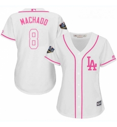 Womens Majestic Los Angeles Dodgers 8 Manny Machado Authentic White Fashion Cool Base 2018 World Series MLB Jersey Womens Majestic Los Angeles Dodgers 8 Manny Machado Authentic White Fashion Cool Base 2018 World Series MLB Jersey