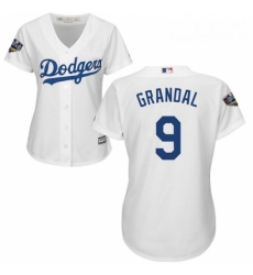 Womens Majestic Los Angeles Dodgers 9 Yasmani Grandal Authentic White Home Cool Base 2018 World Series MLB Jersey Womens Majestic Los Angeles Dodgers 9 Yasmani Grandal Authentic White Home Cool Base 2018 World Series MLB Jersey