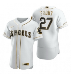 Los Angeles Angels 27 Mike Trout White Nike Mens Authentic Golden Edition MLB Jersey Los Angeles Angels 27 Mike Trout White Nike Mens Authentic Golden Edition MLB Jersey