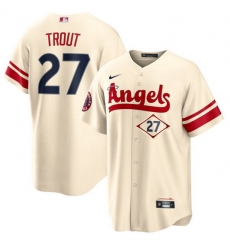 Men Los Angeles Angels 27 Mike Trout 2022 Cream City Connect Cool Base Stitched Jersey Men Los Angeles Angels 27 Mike Trout 2022 Cream City Connect Cool Base Stitched Jersey