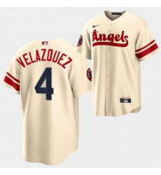 Men Los Angeles Angels 4 Andrew Velazquez 2022 Cream City Connect Cool Base Stitched Jersey Men Los Angeles Angels 4 Andrew Velazquez 2022 Cream City Connect Cool Base Stitched Jersey