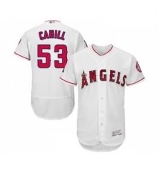 Mens Los Angeles Angels of Anaheim 53 Trevor Cahill White Home Flex Base Authentic Collection Baseball Jersey Mens Los Angeles Angels of Anaheim 53 Trevor Cahill White Home Flex Base Authentic Collection Baseball Jersey