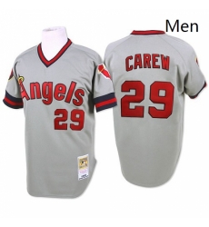 Mens Mitchell and Ness 1985 Los Angeles Angels of Anaheim 29 Rod Carew Authentic Grey Throwback MLB Jersey Mens Mitchell and Ness 1985 Los Angeles Angels of Anaheim 29 Rod Carew Authentic Grey Throwback MLB Jersey