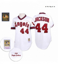 Mens Mitchell and Ness Los Angeles Angels of Anaheim 44 Reggie Jackson Replica White Throwback MLB Jersey Mens Mitchell and Ness Los Angeles Angels of Anaheim 44 Reggie Jackson Replica White Throwback MLB Jersey