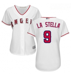 Angels #9 Tommy La Stella White Home Women Stitched Baseball Jersey Angels #9 Tommy La Stella White Home Women Stitched Baseball Jersey