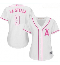 Angels #9 Tommy La Stella White Pink Fashion Women Stitched Baseball Jersey Angels #9 Tommy La Stella White Pink Fashion Women Stitched Baseball Jersey