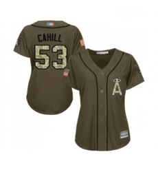 Womens Los Angeles Angels of Anaheim 53 Trevor Cahill Authentic Green Salute to Service Baseball Jersey Womens Los Angeles Angels of Anaheim 53 Trevor Cahill Authentic Green Salute to Service Baseball Jersey