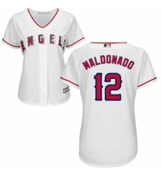 Womens Majestic Los Angeles Angels of Anaheim 12 Martin Maldonado Replica White Home Cool Base MLB Jersey Womens Majestic Los Angeles Angels of Anaheim 12 Martin Maldonado Replica White Home Cool Base MLB Jersey