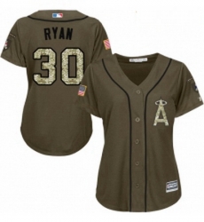 Womens Majestic Los Angeles Angels of Anaheim 30 Nolan Ryan Replica Green Salute to Service MLB Jersey Womens Majestic Los Angeles Angels of Anaheim 30 Nolan Ryan Replica Green Salute to Service MLB Jersey