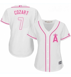 Womens Majestic Los Angeles Angels of Anaheim 7 Zack Cozart Authentic White Fashion Cool Base MLB Jersey Womens Majestic Los Angeles Angels of Anaheim 7 Zack Cozart Authentic White Fashion Cool Base MLB Jersey