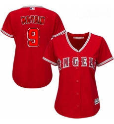 Womens Majestic Los Angeles Angels of Anaheim 9 Cameron Maybin Replica Red Alternate MLB Jersey Womens Majestic Los Angeles Angels of Anaheim 9 Cameron Maybin Replica Red Alternate MLB Jersey