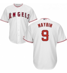 Youth Majestic Los Angeles Angels of Anaheim 9 Cameron Maybin Replica White Home Cool Base MLB Jersey Youth Majestic Los Angeles Angels of Anaheim 9 Cameron Maybin Replica White Home Cool Base MLB Jersey