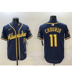 Men Milwaukee Brewers 11 Jackson Chourio Navy With Home Patch Limited Stitched Baseball Jersey Men Milwaukee Brewers 11 Jackson Chourio Navy With Home Patch Limited Stitched Baseball Jersey