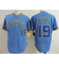 Men Milwaukee Brewers #19 Robin Yount Light Blue Cooperstown Collection Jersey Men Milwaukee Brewers #19 Robin Yount Light Blue Cooperstown Collection Jersey