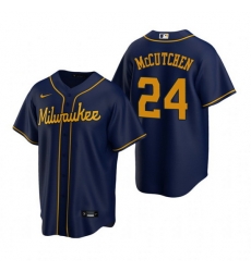 Men Milwaukee Brewers 24 Andrew McCutchen Navy Cool Base Stitched Jerse Men Milwaukee Brewers 24 Andrew McCutchen Navy Cool Base Stitched Jerse
