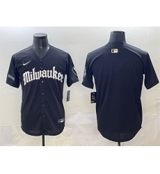 Men Milwaukee Brewers Blank Black 27Gothic 414 Shadows Edition 27 Vapor Premier Limited Stitched Jersey Men Milwaukee Brewers Blank Black 27Gothic 414 Shadows Edition 27 Vapor Premier Limited Stitched Jersey