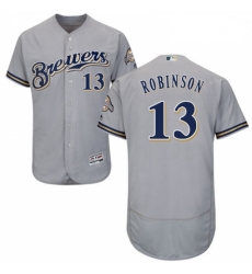 Mens Majestic Milwaukee Brewers 13 Glenn Robinson Grey Flexbase Authentic Collection MLB Jersey Mens Majestic Milwaukee Brewers 13 Glenn Robinson Grey Flexbase Authentic Collection MLB Jersey