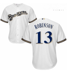 Mens Majestic Milwaukee Brewers 13 Glenn Robinson Replica White Home Cool Base MLB Jersey Mens Majestic Milwaukee Brewers 13 Glenn Robinson Replica White Home Cool Base MLB Jersey