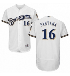 Mens Majestic Milwaukee Brewers 16 Domingo Santana Navy Blue Alternate Flex Base Authentic Collection MLB Jersey Mens Majestic Milwaukee Brewers 16 Domingo Santana Navy Blue Alternate Flex Base Authentic Collection MLB Jersey