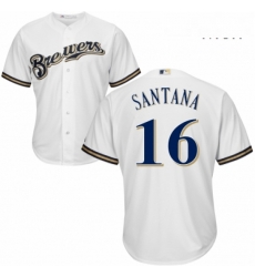 Mens Majestic Milwaukee Brewers 16 Domingo Santana Replica Navy Blue Alternate Cool Base MLB Jersey Mens Majestic Milwaukee Brewers 16 Domingo Santana Replica Navy Blue Alternate Cool Base MLB Jersey