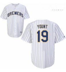 Mens Majestic Milwaukee Brewers 19 Robin Yount Authentic White blue strip MLB Jersey Mens Majestic Milwaukee Brewers 19 Robin Yount Authentic White blue strip MLB Jersey