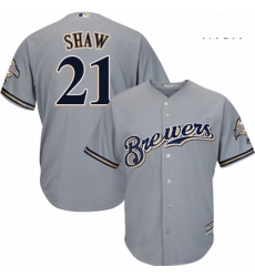 Mens Majestic Milwaukee Brewers 21 Travis Shaw Replica Grey Road Cool Base MLB Jersey Mens Majestic Milwaukee Brewers 21 Travis Shaw Replica Grey Road Cool Base MLB Jersey