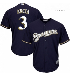 Mens Majestic Milwaukee Brewers 3 Orlando Arcia Replica Navy Blue Alternate Cool Base MLB Jersey Mens Majestic Milwaukee Brewers 3 Orlando Arcia Replica Navy Blue Alternate Cool Base MLB Jersey