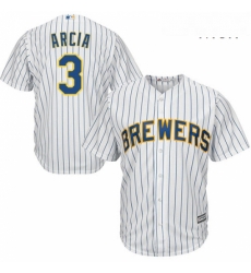 Mens Majestic Milwaukee Brewers 3 Orlando Arcia Replica White Alternate Cool Base MLB Jersey Mens Majestic Milwaukee Brewers 3 Orlando Arcia Replica White Alternate Cool Base MLB Jersey