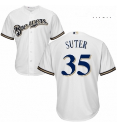 Mens Majestic Milwaukee Brewers 35 Brent Suter Replica Navy Blue Alternate Cool Base MLB Jersey Mens Majestic Milwaukee Brewers 35 Brent Suter Replica Navy Blue Alternate Cool Base MLB Jersey