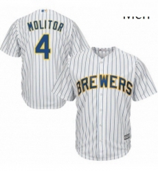 Mens Majestic Milwaukee Brewers 4 Paul Molitor Replica White Alternate Cool Base MLB Jersey Mens Majestic Milwaukee Brewers 4 Paul Molitor Replica White Alternate Cool Base MLB Jersey