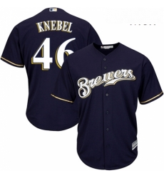 Mens Majestic Milwaukee Brewers 46 Corey Knebel Replica Navy Blue Alternate Cool Base MLB Jersey Mens Majestic Milwaukee Brewers 46 Corey Knebel Replica Navy Blue Alternate Cool Base MLB Jersey