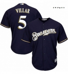 Mens Majestic Milwaukee Brewers 5 Jonathan Villar Replica Navy Blue Alternate Cool Base MLB Jersey Mens Majestic Milwaukee Brewers 5 Jonathan Villar Replica Navy Blue Alternate Cool Base MLB Jersey