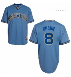 Mens Majestic Milwaukee Brewers 8 Ryan Braun Replica Light Blue Cooperstown MLB Jersey Mens Majestic Milwaukee Brewers 8 Ryan Braun Replica Light Blue Cooperstown MLB Jersey