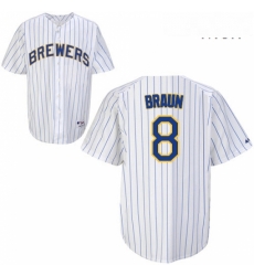 Mens Majestic Milwaukee Brewers 8 Ryan Braun Replica WhiteBlue Strip MLB Jersey Mens Majestic Milwaukee Brewers 8 Ryan Braun Replica WhiteBlue Strip MLB Jersey