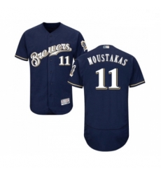 Mens Milwaukee Brewers 11 Mike Moustakas Navy Blue Alternate Flex Base Authentic Collection Baseball Jersey Mens Milwaukee Brewers 11 Mike Moustakas Navy Blue Alternate Flex Base Authentic Collection Baseball Jersey