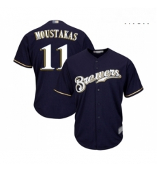 Mens Milwaukee Brewers 11 Mike Moustakas Replica Navy Blue Alternate Cool Base Baseball Jersey Mens Milwaukee Brewers 11 Mike Moustakas Replica Navy Blue Alternate Cool Base Baseball Jersey