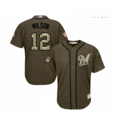 Mens Milwaukee Brewers 12 Alex Wilson Authentic Green Salute to Service Baseball Jersey Mens Milwaukee Brewers 12 Alex Wilson Authentic Green Salute to Service Baseball Jersey