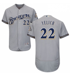 Mens Milwaukee Brewers 22 Christian Yelich Grey Flexbase Authentic Collection Stitched MLB Jersey Mens Milwaukee Brewers 22 Christian Yelich Grey Flexbase Authentic Collection Stitched MLB Jersey