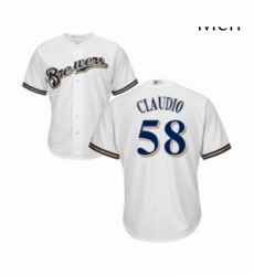 Mens Milwaukee Brewers 58 Alex Claudio Replica White Alternate Cool Base Baseball Jersey Mens Milwaukee Brewers 58 Alex Claudio Replica White Alternate Cool Base Baseball Jersey