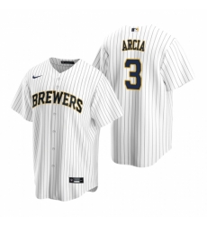 Mens Nike Milwaukee Brewers 3 Orlando Arcia White Alternate Stitched Baseball Jerse Mens Nike Milwaukee Brewers 3 Orlando Arcia White Alternate Stitched Baseball Jerse