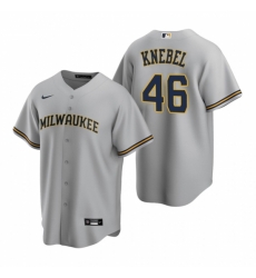 Mens Nike Milwaukee Brewers 46 Corey Knebel Gray Road Stitched Baseball Jersey Mens Nike Milwaukee Brewers 46 Corey Knebel Gray Road Stitched Baseball Jersey