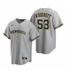 Mens Nike Milwaukee Brewers 53 Brandon Woodruff Gray Road Stitched Baseball Jersey Mens Nike Milwaukee Brewers 53 Brandon Woodruff Gray Road Stitched Baseball Jersey