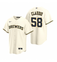 Mens Nike Milwaukee Brewers 58 Alex Claudio Cream Home Stitched Baseball Jersey Mens Nike Milwaukee Brewers 58 Alex Claudio Cream Home Stitched Baseball Jersey