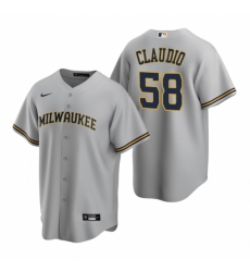 Mens Nike Milwaukee Brewers 58 Alex Claudio Gray Road Stitched Baseball Jersey Mens Nike Milwaukee Brewers 58 Alex Claudio Gray Road Stitched Baseball Jersey