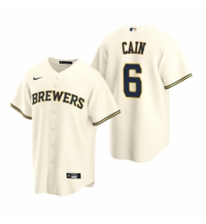 Mens Nike Milwaukee Brewers 6 Lorenzo Cain Cream Home Stitched Baseball Jersey Mens Nike Milwaukee Brewers 6 Lorenzo Cain Cream Home Stitched Baseball Jersey
