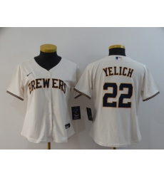 Women Brewers 22 Christian Yelich Cream Women Nike 2020 Cool Base Jersey Women Brewers 22 Christian Yelich Cream Women Nike 2020 Cool Base Jersey