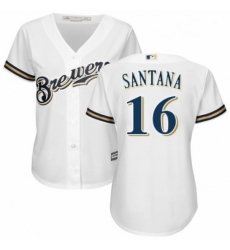 Womens Majestic Milwaukee Brewers 16 Domingo Santana Authentic Navy Blue Alternate Cool Base MLB Jersey Womens Majestic Milwaukee Brewers 16 Domingo Santana Authentic Navy Blue Alternate Cool Base MLB Jersey
