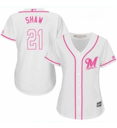 Womens Majestic Milwaukee Brewers 21 Travis Shaw Replica White Fashion Cool Base MLB Jersey Womens Majestic Milwaukee Brewers 21 Travis Shaw Replica White Fashion Cool Base MLB Jersey